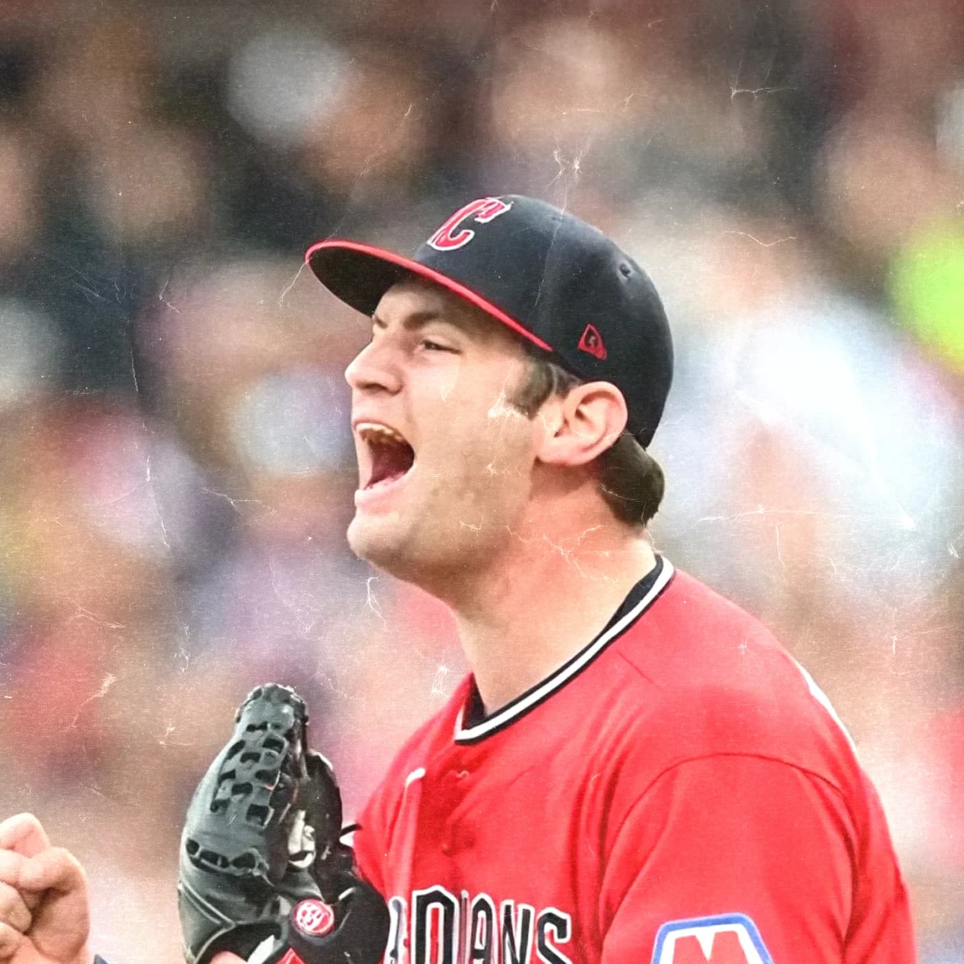 Cleveland Guardians pitcher roars after a strikeout