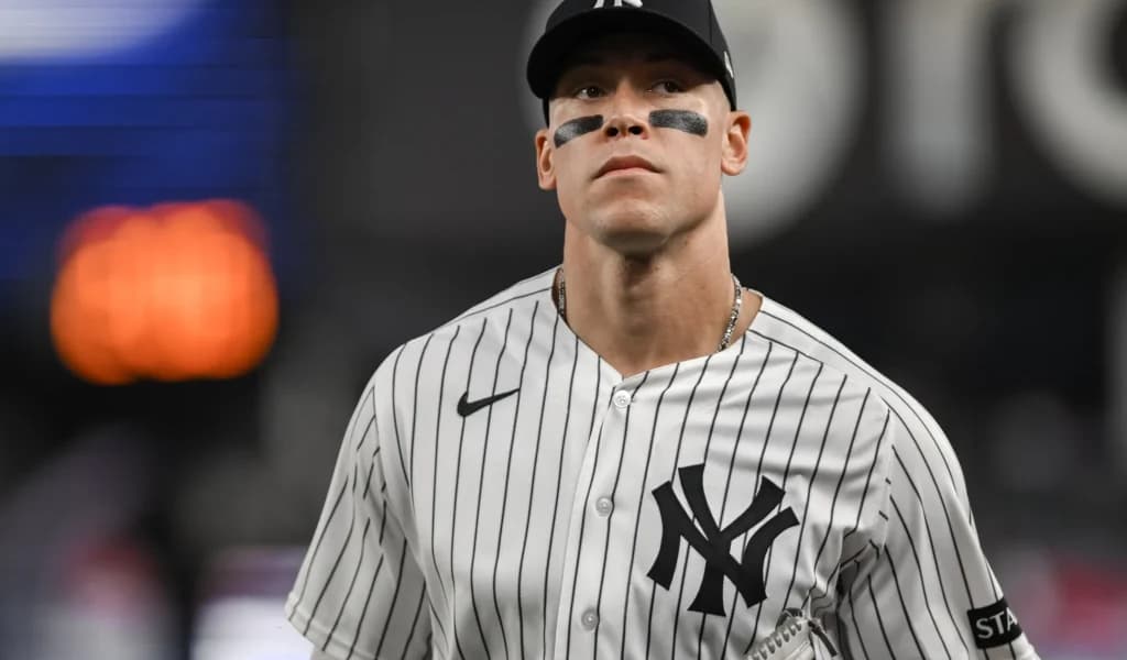 New York Yankees slugger Aaron Judge takes the field